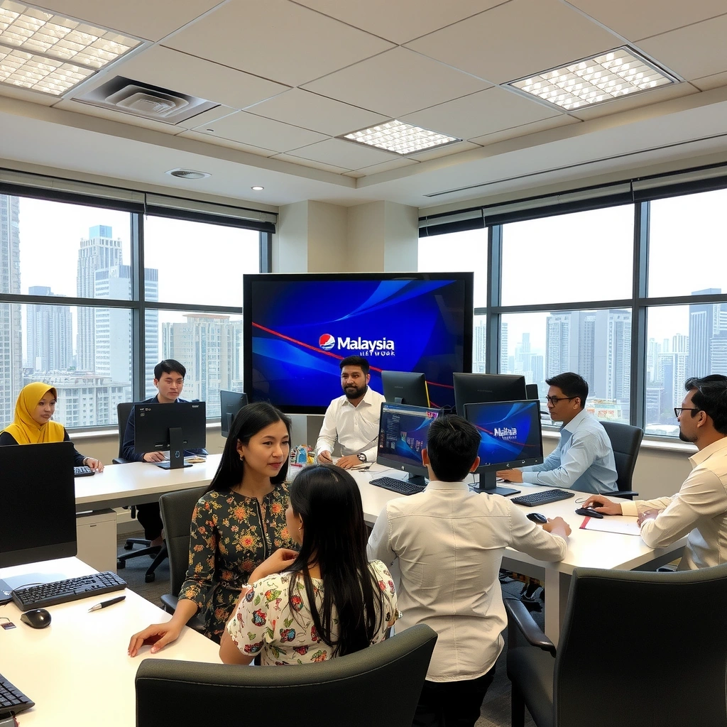 Current Malaysia News Network team working in modern Kuala Lumpur headquarters