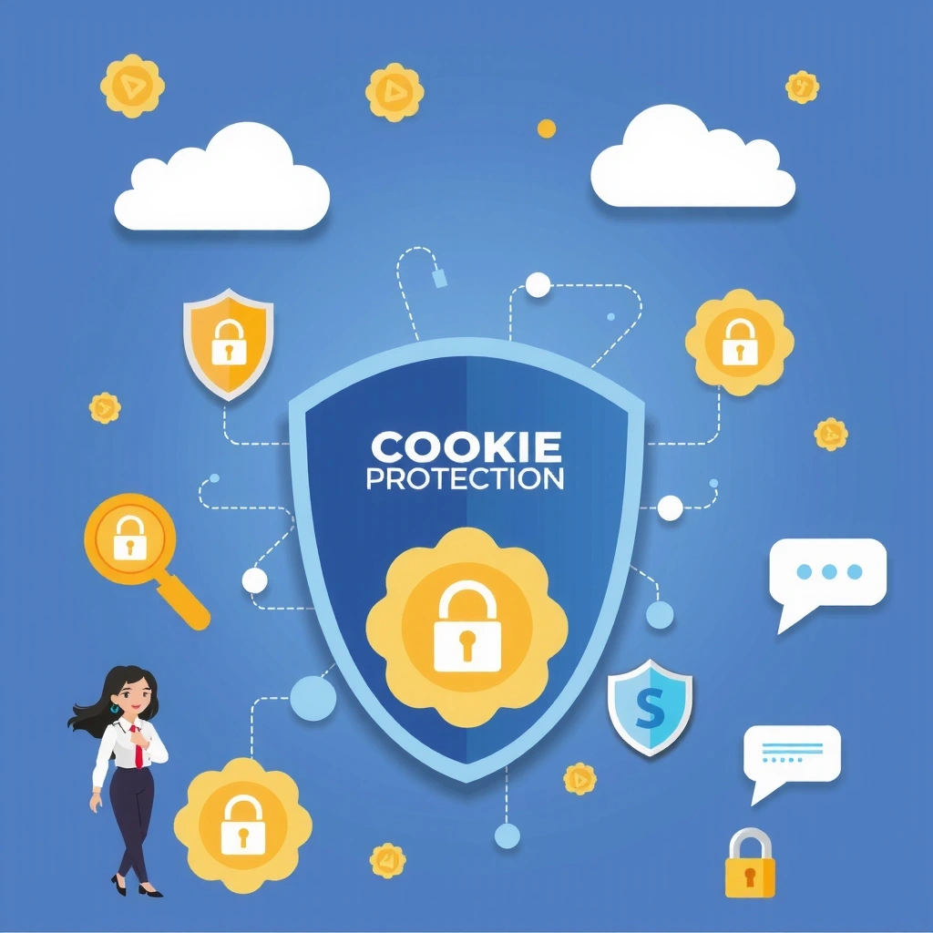 Cookie technology illustration showing digital data protection